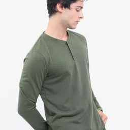 HIGHLANDER Men Self Design Henley Neck T-shirt image 4