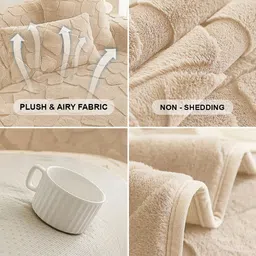 DREAM CARE Beige & Beige 3 Piece Sofa Cover With Arms image 5