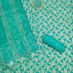 VARNI FABRICS Printed Art Silk Semi-Stitched Dress Material image 3