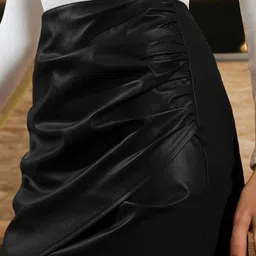 Outzidr Back Zipper Ruched Wrap Mini Skirt image 3