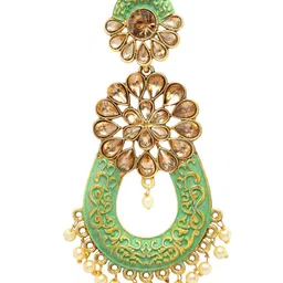 Anouk Gold-Plated Artificial Stone Studded and Beaded Enamelled Maang Tikka image 3