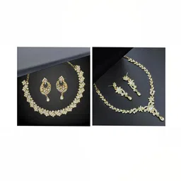 Women Click Set Of 2 Stone-Studded Copper Jewellery Sets image 1