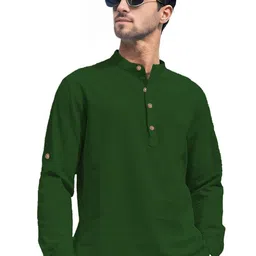 Navkanj Mandarin Collar Roll-Up Sleeves Cotton Straight Kurta-picture-27