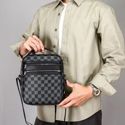 Mast & Harbour Men Checked Cross Body Messenger Bag image 3