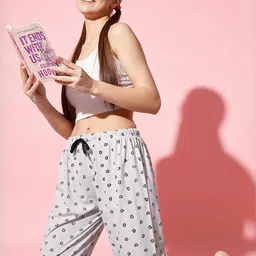 trendy world Pack of 3 Women Heart Printed Cotton Comfortable Pyjama/Lounge Pants image 3