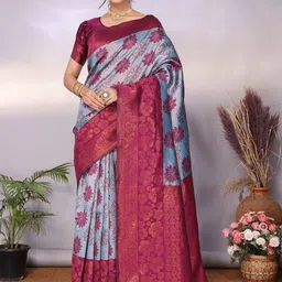 WOVENSTOCK Floral Zari Art Silk Handloom Kanjeevaram Saree-picture-20