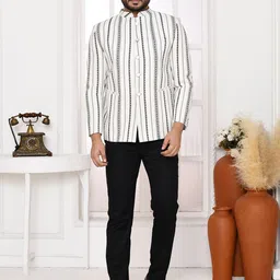 SPRISH Striped Single-Breasted Mandarin Collar Blazer-picture-31