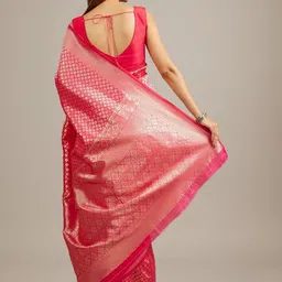 MOHEY Ethnic Motifs Woven Design Zari Saree With Blouse Piece image 3