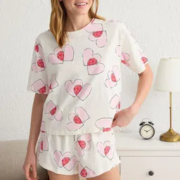 Trendyol Women Printed Pure Cotton Night suit-image-93