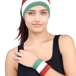 Bharatasya Set Of 2 100% Cotton Headband & Wristbands-image-52