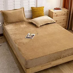 MORADO Camel Brown 260 TC Queen Bedsheet with 2 Pillow Covers-image-72