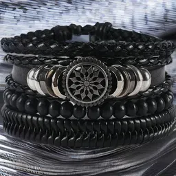 Vientiq Black Leather Bracelet image 5