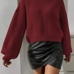 StyleCast Women Ribbed High Neck Pullover Sweater-image-97