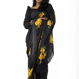 GHAN SALS Women Floral Printed Saree With Blouse Piece image 2