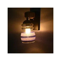 1ST TIME Blue & White Colourblocked Wood Contemporary Rectangle Shaped Wall Lamp image 3