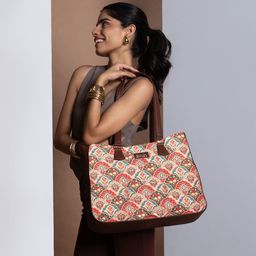 ZOUK Ethnic Motifs Printed Structured Tote Bag-picture-36