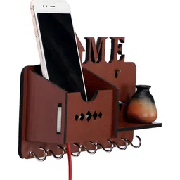 SEHAZ ARTWORKS Brown 7 Hooks Wooden Key Holder image 5