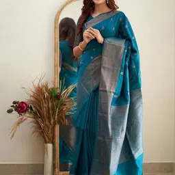 Lookmark Woven Design Zari Banarasi Saree with Blouse Material image 4