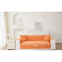 HOMETHREADS Orange & Orange Solid Sofa Cover image 2