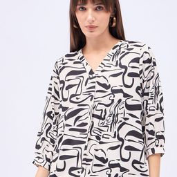 DressBerry Print Puff Sleeve Satin Top-picture-21