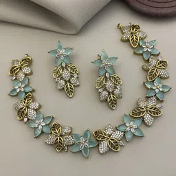 D Rio Fashions Gold-Plated Cubic Zirconia Stone Studded Jewellery Set-picture-44