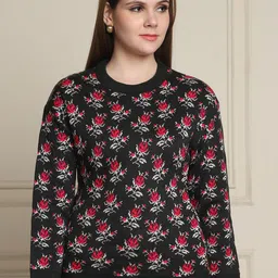 Numalo Women Floral Printed Pullover Sweater-image-18