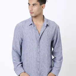 Blnk Men Relaxed Fit Textured Spread Collar Casual Shirt-image-86