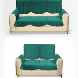Fashion Throw Teal Velvet Sofa Cover With Arms-image-5