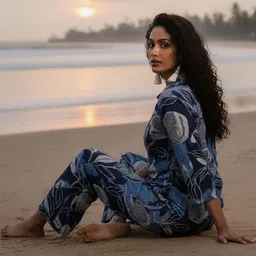 Varanga Women Floral Printed Regular Top with Trousers image 4