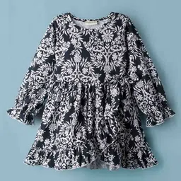 CrayonFlakes loral Printed Ruffle Detail Full Sleeves Fit & Flare Dress-picture-37