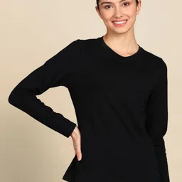 Metronaut Women V-Neck Cut Outs Slim Fit T-shirt-image-96