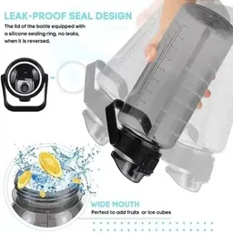 Mebo Black Set of 3 Plastic Typography Water Bottle image 2