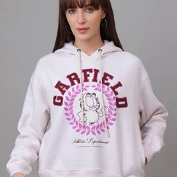 Free Authority Women Typography Printed Relaxed Fit Hooded Cotton Pullover Sweatshirts-image-19