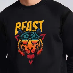 JUARI BE A GENTLEMAN Graphic Printed Round Neck Cotton Pullover Sweatshirt image 3