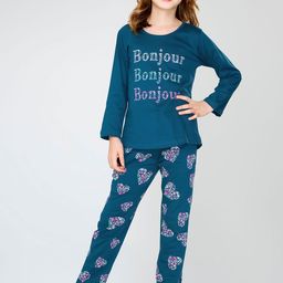 Zeyo Girls Pure Cotton Graphic Printed Night suit-picture-42
