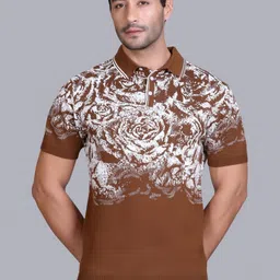 Dzant Men Flyknit Abstract Printed Polo Collar Cotton T-shirt-picture-25