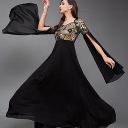 Miss Chase Flared Sleeve Georgette Maxi Dress image 2