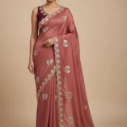 KALINI Floral Embroidered Pure Georgette Heavy Work Saree-image-11