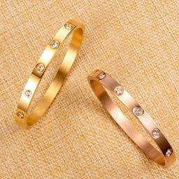 DIVASTRI Set Of 2 Stainless Steel American Diamond Studded Kada Bracelets-picture-15