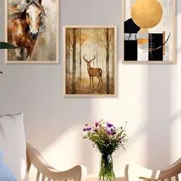 Kotart Brown & Beige 3 Pieces Wooden Abstract Wall Arts image 2