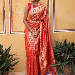 Janasya Ethnic Motifs Woven Design Zari Paithani Saree-picture-36
