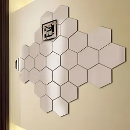 WALLWEAR Silver Toned 29 Pieces Hexagon Shaped Self Adhesive Acrylic Wall Stickers-image-21