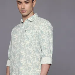 Allen Solly Custom Slim Fit Floral Printed Cotton Linen Casual Shirt-picture-10