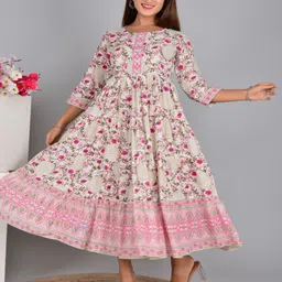 SIPET Women Floral Printed Block Print Daily Anarkali Kurta image 4