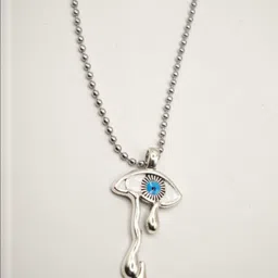 SAPRAA TRENDS Silver-Plated Eye Design Quirky Shaped Enamelled Pendant With Chain image 4