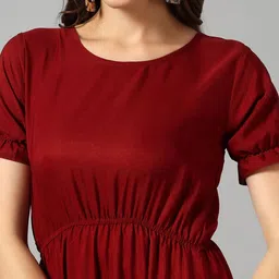 Jash Creation Women Maroon Crepe Solid Anarkali Kurtas image 2