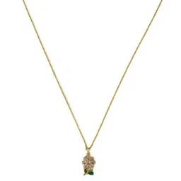 Ruchi trading company Gold-Plated Artificial Stones Studded Floral Pendant With Chain image 2