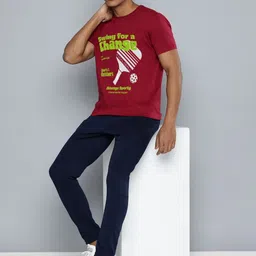 HRX by Hrithik Roshan Men Printed Pure Cotton Applique T-shirt image 3