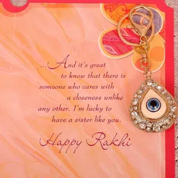 Archies Multi Coloured Evil Eye Keychain With Greeting Card image 4