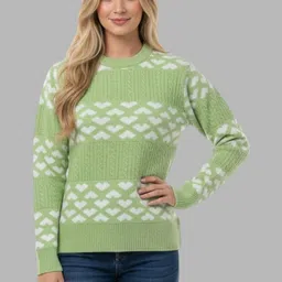 Gouri Women Fair Isle Printed Woollen Pullover image 4